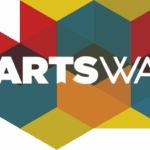 White text "ARTS WA" on a geometric background of red, yellow, orange, and teal polygons.